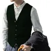 Мужские жилеты Элегантный мужской костюм жилетки для шерсти для шерстяного рукавов V-образного вырезки Slim Fit Herringbone rupait для свадебного платья жениха.