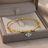 Bangle Fatima Hand Bracelet For Women Open Gold Plated Stainless Steel Zircon Vintage Turkish Lucky Jewelry pulseras 230104