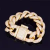 23mm 7/8/9 polegadas Men Bracelet Caders Link Gold Bling Bling CZ Bracelets Men Hip Hop Iced Punk Jewelry