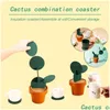 Mats almofadas de mesa montanhas -russas Diy cactus conjunto de novidades Presente de ch￡ de ch￡ de ch￡ de capa de caf￩ Decor de insatishing Decora￧￣o de cozinha Decora￧￣o de cozinha DHKRJ