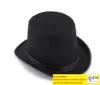 Svart satin filt topp hatt trollkarl gentleman vuxen kostym tuxedo viktoriansk mössa halloween julfest fancy klänning topp hattar gåvor