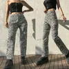 Pantalon femme Capris femme jambe large imprimé Animal ample bureau OL dames pantalon évasé taille haute Streetwear femmes