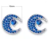 Stud Earrings Mixed 9Pairs/Pack Blue Cubic Zirconia Moon Square For Women Elegant Piercing Y2K Jewelry Wholesale Lot