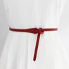 Belts Decorative Knotted Belt Women's Korean Version With Dress Pu Thin Retro Ins Wind Narrow Straps Designer