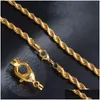 Kedjor 18K Real Gold Plated rostfritt st￥l Ropkedjans halsband f￶r m￤n Kvinnor Gift Fashion Jewelry Accessories Drop Leverans Necklac Dhrxs