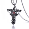 Pendanthalsband Retro Cross Mens Halsband 316L Rostfritt stål 18K Guldpläterad röd Rhinestone -inställning smycken Drop Delivery Pendant DH3BW