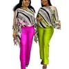 Abbigliamento etnico Abbigliamento africano Donna Set due pezzi Tuta Autunno 2023 Party Top irregolari Pantaloni Abiti Abiti