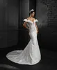 Elegant Mermaid Wedding Dresses Sweetheart Ruffle Neckline Sleeveless Whole Body Sequins Backless Court Gown Lace Up Custom Made Plus Size Vestidos De Novia