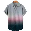 Men's Casual Shirts Hawaiian Shirt Men's Summer Clothing Gradient Printing 3d Mens Short Sleeve Tops Loose 2023 Fashion Apparel 5xl