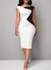 Повседневные платья лоскут летние платья женщины 2023 плюс размер Slim Office Bodycon Elegant Vintage Sexy Split Party White 5xl