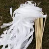 Wedding Wands 50Pcs Lot - Elegant White Ribbon Stick with Silver Bell for Ceremony and Celebration
