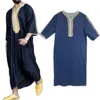 Abbigliamento etnico Musulmano Abaya Uomo Jubba Thobe Qamis Ramadan Dubai Uomo Abito con scollo a V Marocco Caftano Turchia Caftano Quotidiano Casual Islamico2993