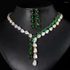 Halsband örhängen Set Wedding Luxury Zirconia Jewelry Högkvalitativ brud Emerald Green och örhänge för brudtärnor Dubai -tillbehör