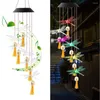 Decorative Figurines Colorful Windbell Light Solar Power Bird LED Wind Chime IP65 Waterproof Garden Courtyard Home Decoration Lamp