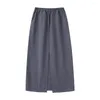 Skirts Fall Fashion Women's Casual Retro Versatile High Waist Adjustable Buckle Back Split Straight Skirt