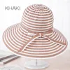 Wide Brim Hats Beach Ladies Floppy Summer Hat Fashion Striped Sun Cap For Women Caps Girls Foldable Topee