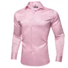 Men's Casual Shirts Luxury Men Silk Shirt Peach Pink Classic Long Sleeve Woven Turn-Down Collar Fit Groom Wedding Business Barry.Wang CY-547