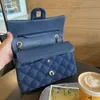 CC Bag Vintage Blue Denim Double Flap Designer Bags Two tone Gradual Diamonds Quilted Light Gold Leather Chain Shoulder Handbags Large Multi Pocket Crossbody Wallet