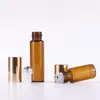 100Pcs 10ml Perfume Roll On Glass Packaging Bottle 5ml 3ml 2ml 1ml Frosted Clear Amber with Metal Ball Roller Gold Cap Essential Oil Vials