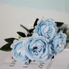 装飾的な花5ヘッドシミュレーション本物の牡丹花の結婚式の装飾花ralアーチTプラットフォームロード鉛絹の花束
