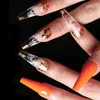 False Nails Long European And American Ballet Orange Smoke Design Fake Nail Patch Box STTX889