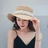 Wide Brim Hats Bucket Hats Wide Hats Designer Handmade Women Raffia Straw Hat Summer Beach Sun Black White Pear Ribbon Cap Foldable Flat Girls Outdoor