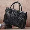 Briefcases Genuine Leather Men's Business Briefcase First Layer Cowhide Luxury Computer Handbag Women High Quality Fashion Messenger Bag