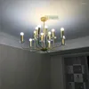 Kroonluchters antieke metalen café Bar verlichting binnen 12-arm LED kroonluchter voor woonkamer Moderne vergulde ijzeren lampadario