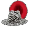 Boinas de leopardo de inverno estamparas fedora chapéus femininos europeu Americano Americano largo Brim Lã Felta Capéu de jazz para homens Goth Top Wedding