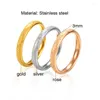 Wedding Rings For Women Korean Style Engagement Jewelry Gold-color Titanium Steel Scrub Surface Female Gift Fashion