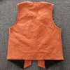 Men's Vests Sheepskin Mens Quality Summer Coat Genuine Orange Color Big Tall Man Weskit S Waistcoat Real Leather Vest 4XL