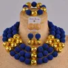 Necklace Earrings Set Orange Simulated Pearl Jewelry Nigerian Beads Costume African For Women FZZ21