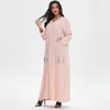 Ethnic Clothing Dubai Abaya Muslim Solid Robe For Women Middle East Arab Turkey Femme Long Dresses V-Neck Tassel Decoration Loose Casual