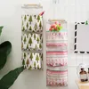 Storage Boxes Wall Mounted Bag With 3 Pockets Linen Fabric Waterproof Door Closet Hanging Organizer For Bedroom Bathroom NIN668