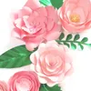 Dekorativa blommor rosa rose diy papper blad set för födelsedag bakgrunder dekoration baby flicka barnkammare vägg deco blommor hantverk barn rumskonst