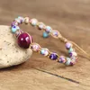 Charm armband kvinnor handgjorda smycken natursten pärlsträng sträng flätad armband färgglad bohemisk vänskap wrap