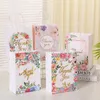 Gift Wrap 12pcs Flower Design Kraft Paper Bag With Handle Birthday Party Packaging Wedding Favors Festival Supplies Baby Shower