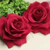 Decorative Flowers 6Pcs 10 10cm Velvet Large Red/pink Roses Simulation Fake Headdress Diy Handmade Wedding Accessories A1389