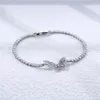 Ins najlepiej sprzedająca się bransoletka ślubna luksusowa biżuteria 925 Sterling Silver Round Cut White 5A Cubic cyrkon CZ diament Tennies motyl bransoletka na prezent dla kochanka