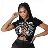 Sexy t-shirt met korte mouwen voor vrouwen kleding nieuwe zomer shirts tops tee mode dames verbandenbrief geprint t-shirt crop top s-xxl