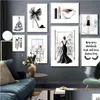 Dipinti Fashion Girl Tacchi alti Rossetto Ciglia Wall Art Canvas Painting Nordic Poster e stampe Immagini per Living Room Decor Dhg9F