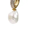 Boucles d'oreilles créoles mode coréenne perle pendentif charmante perle ronde balancent pour les femmes Fine Zircon bijoux cadeau en gros