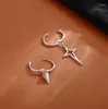 Boucles d'oreilles créoles Style Punk gothique cuivre métal goutte boucle d'oreille couleur argent géométrique étoile asymétrique Pendientes mode pour femmes hommes Rock