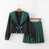 Kläderuppsättningar 2023 Kvinnaklänning Set JK Japan Preppy Style Söt Kawaii High School Class Girl Student Sailor Collar Uniform