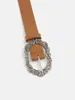 Belts 2023 Luxury Alloy Buckle For Women Casual Light Brown Faux Leather Decor Accessories Fashion Jeans Waist Straps Female