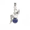 YOWOST Naturel Rond Pierre Précieuse Pendentif Fée Ailes D'ange Elfe Améthyste Lapis Lazuli Opale Quartz Rose Pendentif Charme Bijoux Accessoires BH029