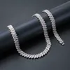 European and American Necklace 14mm 925 Sterling Silver Moissanite Cuban Link Chain293d