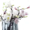 الزهور الزخرفية زهرة الاصطناعية 3D الطباعة 3 رأس magnolia الحرير الحرير القماش وهمية ديكور الزفاف ديكور الزفاف