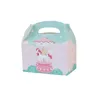 カスタムユニコーンテーマブルーピンクの赤ちゃんの誕生日パーティーペーパーボックスケーキクッキーキャンディーパーティーパッキング用品A374