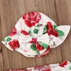 S 0 24 miesiące urodzone dziewczęta kostium kąpielowe 3PCS Set Summer Baby Girl Bikini Red Blue Floral Print Swimpit Suit 230106